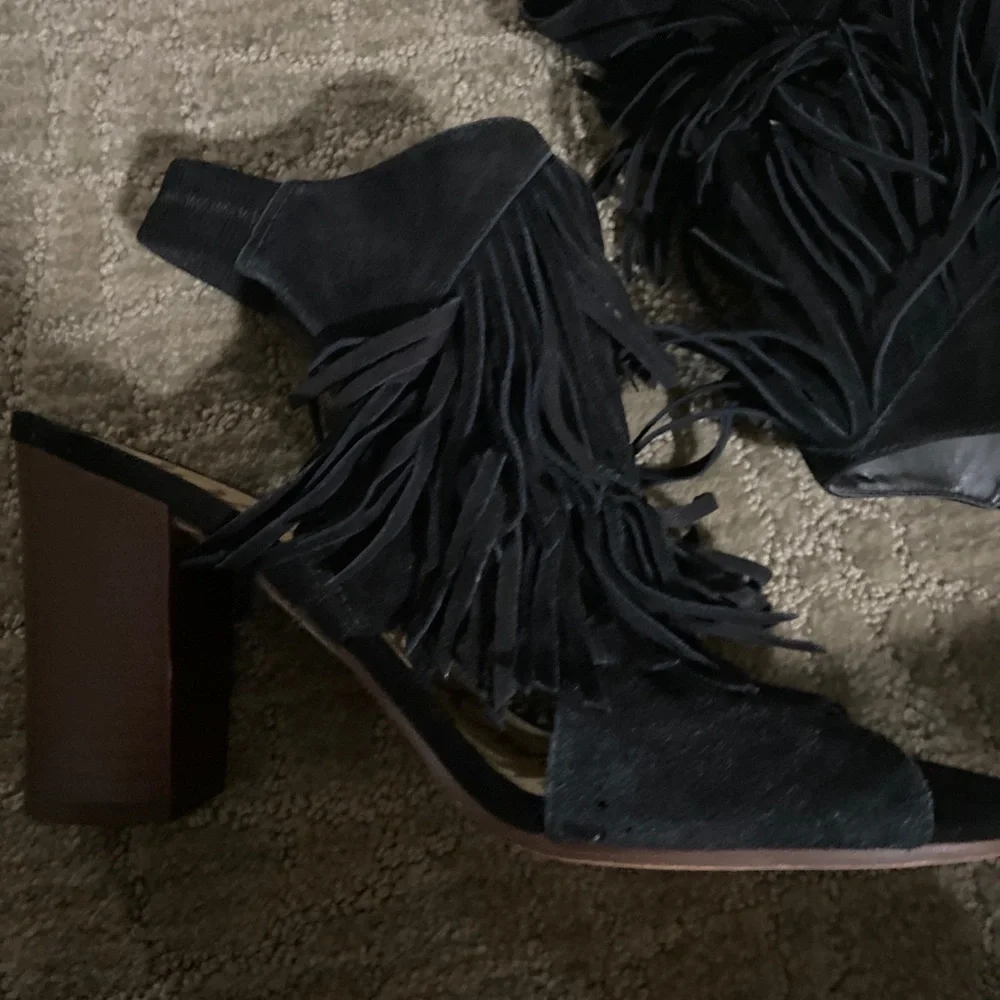 Sam Edelman Elaine Leather Sandal Black Suede 8 M
